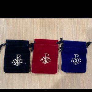 Velvet Rosary case pouch trio string closure Black Red and Blue NWOT Christmas!